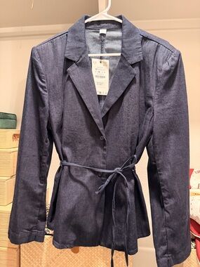 Zara Navy Tie-Waist Blazer Jacket